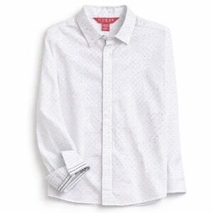 Guess Men's White and Black Dotted Shirt